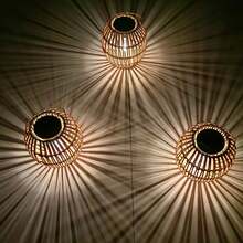 1pc Solar Rattan Hanging Light, Bohemian Style LED Bulb Hanging/Standing Solar Lamp, Outdoor Solar Light, Handwoven Rattan Suitable For Patio, Garden, Balcony Decor, Gift For All Occasions - Multicolor - View 11