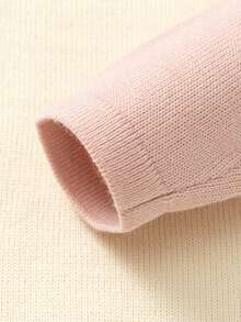 mini bala Baby Girl Knit Sweater 2025 Winter, Raglan Sleeve Warm Pullover, Layering Piece - Pink - View 7