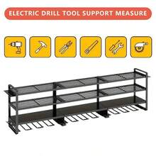 Power Tool Organizer Rack, Heavy Duty Metal Wall Mounted Storage Rack For Garage Organizer, With Screwdriver And Hammer Holder, Father's Day Gift For Men - Black - View 5