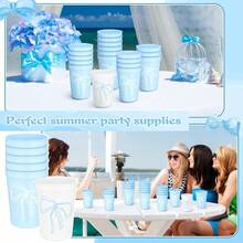 D24 Pack Bachelorette Party Plastic Cups Bulk Reusable Drinking Cups For Western Cowgirl Themed Bachelorette Parties Bridal Shower County Wedding Favor Plies Blue12oz Bow - Màu xanh lam - Xem 5