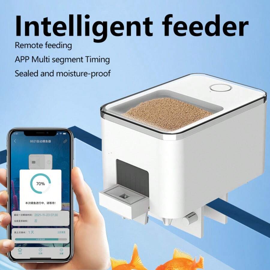 自动喂鱼器，智能定时喂鱼器，大容量水族箱自动喂鱼器，WiFi控制小型鱼缸龟粮喂食器