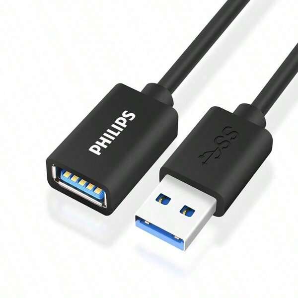 PHILIPS SWR1526X/93 Gold-Plated Interface Extension Cable, Oxygen-Free Copper Core For Stable Conductivity, Oxidation Resistant And Durable, Compatible With Multiple System Devices, Plug And Play, Black