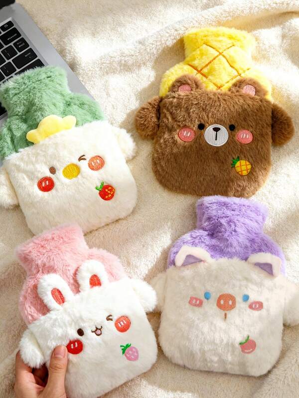 1pc 800ml Plush Hot Water Bag, Warm Belly, Warm Water Bag Cartoon PVC Plush Hand Warmer For Household Carry On Water Filling, Warm Hand Bag, Flushing Water, Warm Hand Bag