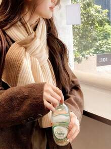 This Elegant Color-Block Crossover Scarf Features A Fashionable White And Beige Bow Design, Adorable And Warm, Making It The Perfect Choice For Valentine's Day, Christmas, And New Year Gifts. The Scarf Comes In Multiple Color Options, And This Casual And Versatile Scarf Is Thick And Warm, An Ideal Gift For Valentine's Day, Christmas, And Ramadan. - Multicolor - View 3