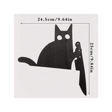 HELLOYOUNG Décoration murale classique en forme de chat noir - Silhouette rétro 2D avec couteau, décoration d'Halloween et de toute l'année pour la maison, le salon, la chambre à coucher, le dessus de la porte - Sans électricité nécessaire, facile à accrocher, accent de chambre à coucher, design fantaisiste, ornement, ornement de couteau, décorateurs d'intérieur, décoration d'Halloween 2D plate, décoration d'automne, décoration de pièce