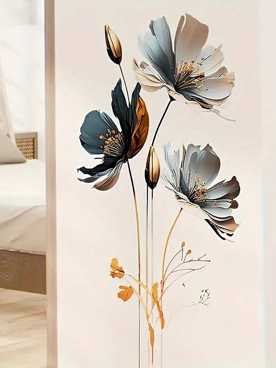 1 buah Stiker Dinding Bunga Poppy, Stiker Vinyl Perekat Mandiri yang Dapat Dilepas, Cocok untuk Dekorasi Dinding Rumah, Dekorasi Rumah, Dekorasi Latar Belakang Dinding Kamar Tidur untuk Mempercantik Ruangan - MultiWarna - View 1