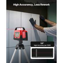 Rotary Laser Level Kit, 1650ft 360-Degree Self Leveling Red Horizontal Laser Transit,With Tripod,Receiver,Remote Control, Scale,Toolcase, IP66 Waterproof, 0.80in/100ft Precision For Construction - 查看 5