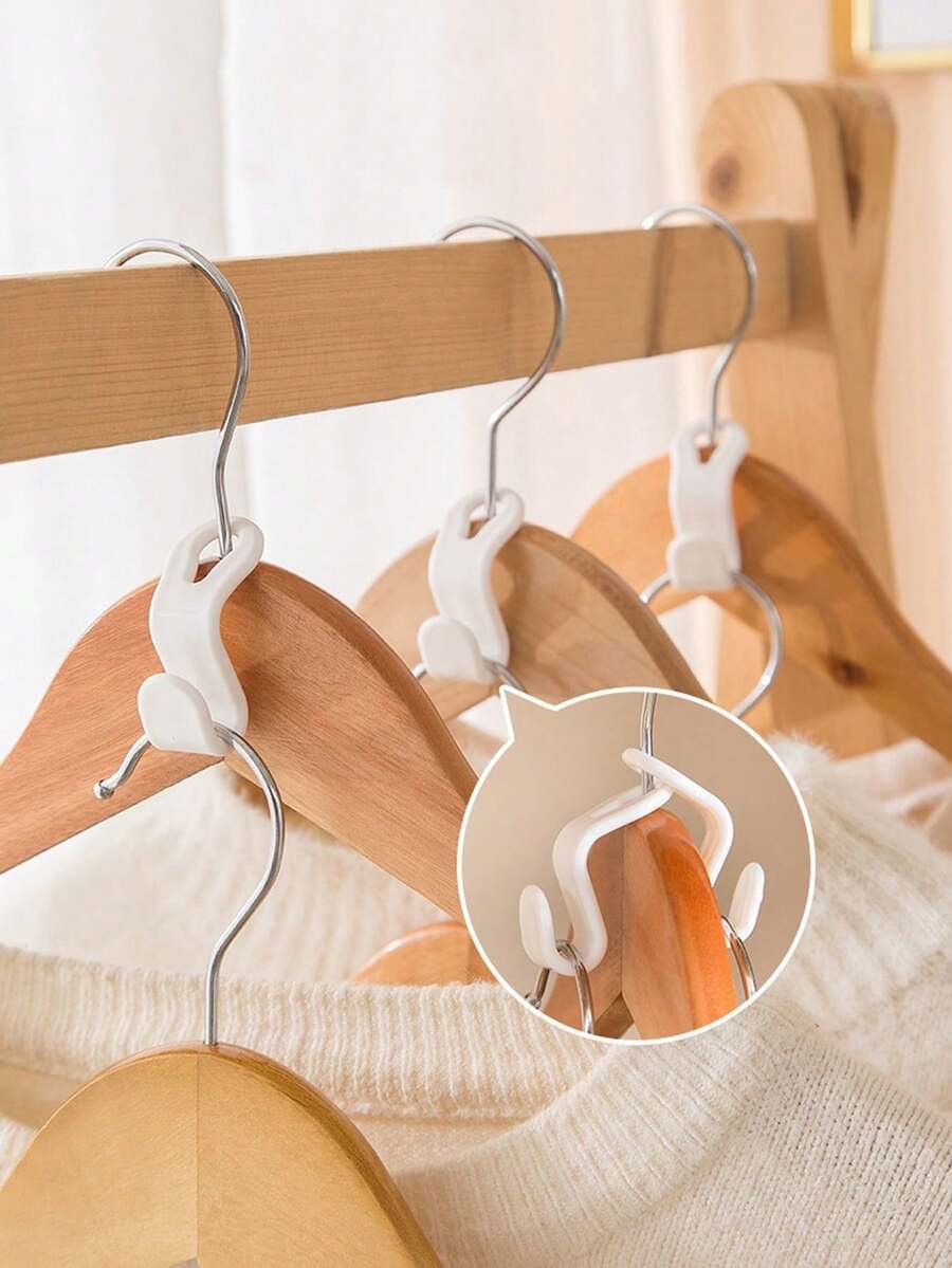 20pcs Clothes Hanger Connector Hook Closet Space Saving Organizer Stackable Hanger Hook - White - View 1