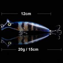 Qxo Popper Shad River 钓鱼路亚水面路亚 12cm 20g Whopper Plopper 金属冬季海冰硬饵钓鱼用品 - 彩色 - 查看 6