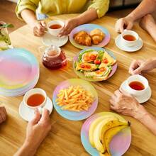 72 Pieces Rainbow Paper Plates 7 Inch Bulk Paper Plates Disposable Round Dessert Plate Heavy Duty Solid Color Papers Plate Table Decors Party Supply For Birthday Party Dinner Table Wedding