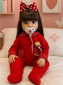 Reborn Baby Girl Doll With Accessories + Documents - 紅色 - 查看 7