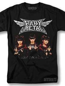 BabyMetal Shirt Rock Concert Merch Tour Vintage Graphic Design T-Shirt - 黑色 - 查看 1