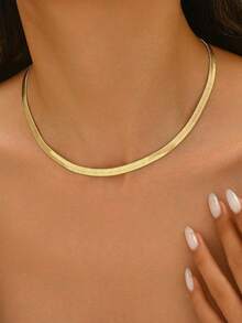 1pc Minimalist Elegant Niche Design High-Quality Thin Snake Bone Necklace, Suitable For Women's Daily Wear