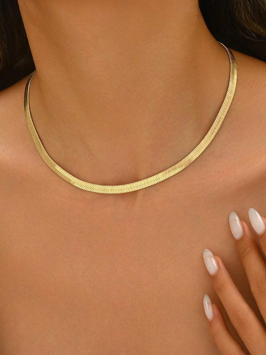 1pc Minimalist Elegant Niche Design High-Quality Thin Snake Bone Necklace, Suitable For Women's Daily Wear