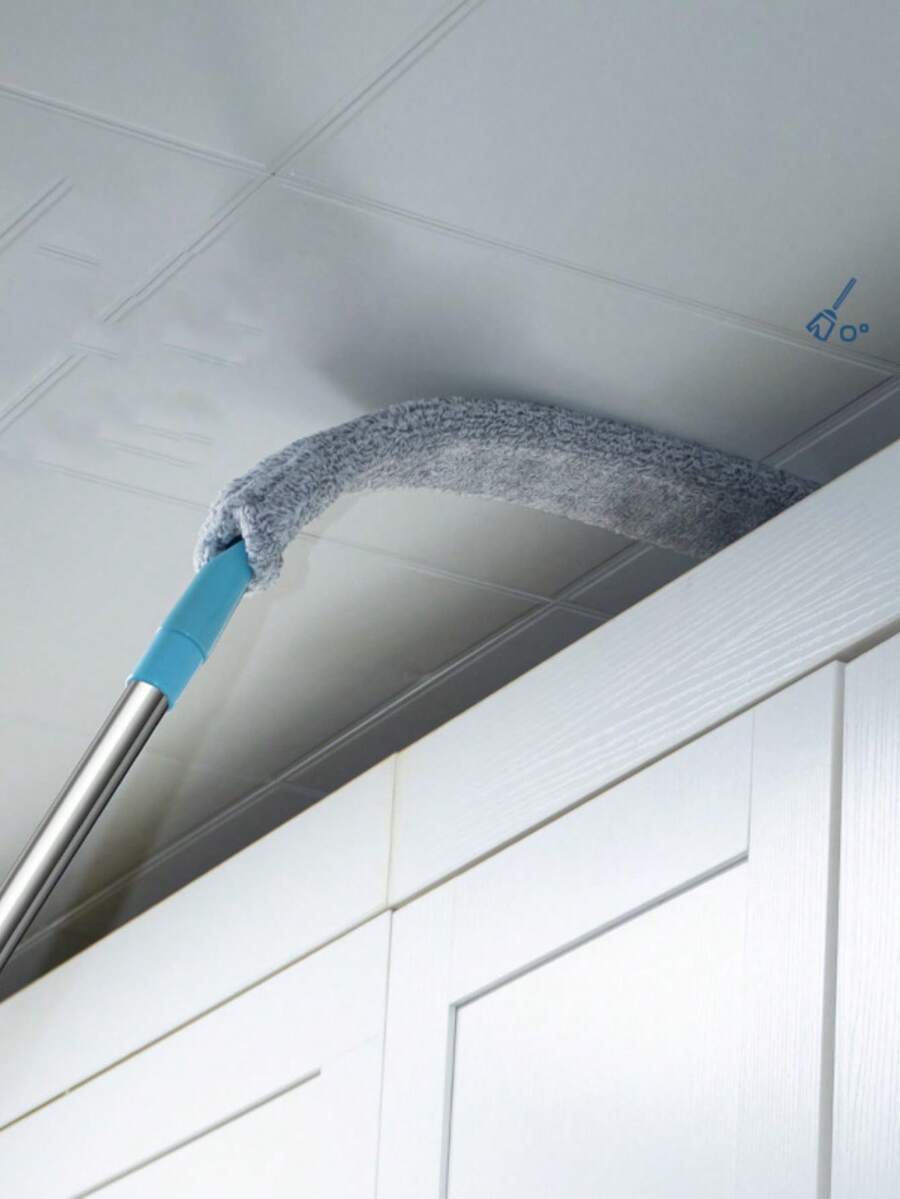 1pc Dusters For Cleaning, Floor Duster With Extension Pole Bendable Microfiber Head, Washable Cleaner,Duster For Furniture Bottom[With Replacement Cloth]