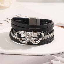 1PC Fashion Multi-Layer PU Leather Leopard Print Bracelet For Women Wireless Symbol Geometric Bangle Jewelry For Daily Wear - 12-3623 Xanh lá cây - Xem 5