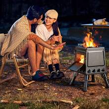 Portable Rocket Stove Wood Burning, Stainless Steel Camping Stove For Outdoor Cooking, Foldable & Multi-Fuel - Black - View 7