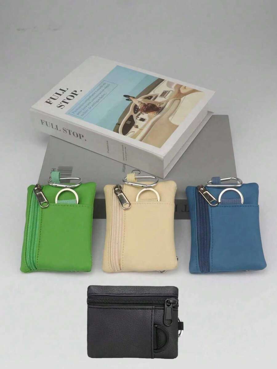 1pc Minimalist Camping Hiking Fishing Coin Purse Zippered Card Case Key Holder For Men Wallet Mini Wallet Purse Wallet Travel Wallet Coin Wallet Wallet - Black - View 1