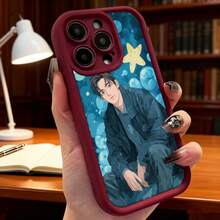 Funda para telefono con diseño de anime hombre elegante en traje azul estrellas y burbujas fondo nocturno para iPhone 14 Pro Max negro ideal para lectura estudio y viajesAplicable a teléfonos Apple y Galaxy. - Blanco - Ver 6