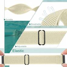2 Pack Elastic Watch Band Compatible With Redmi Watch 5 Active/Redmi Watch 5 Lite/Garmin Vivoactive 4/Venu 3/Venu 2, 22mm Quick Release Nylon Adjustable WristBands For Women Men{Inchcolor_nameinch:InchPinkFSandss+Beigeinch} - HồngCát+Màu be - Xem 4