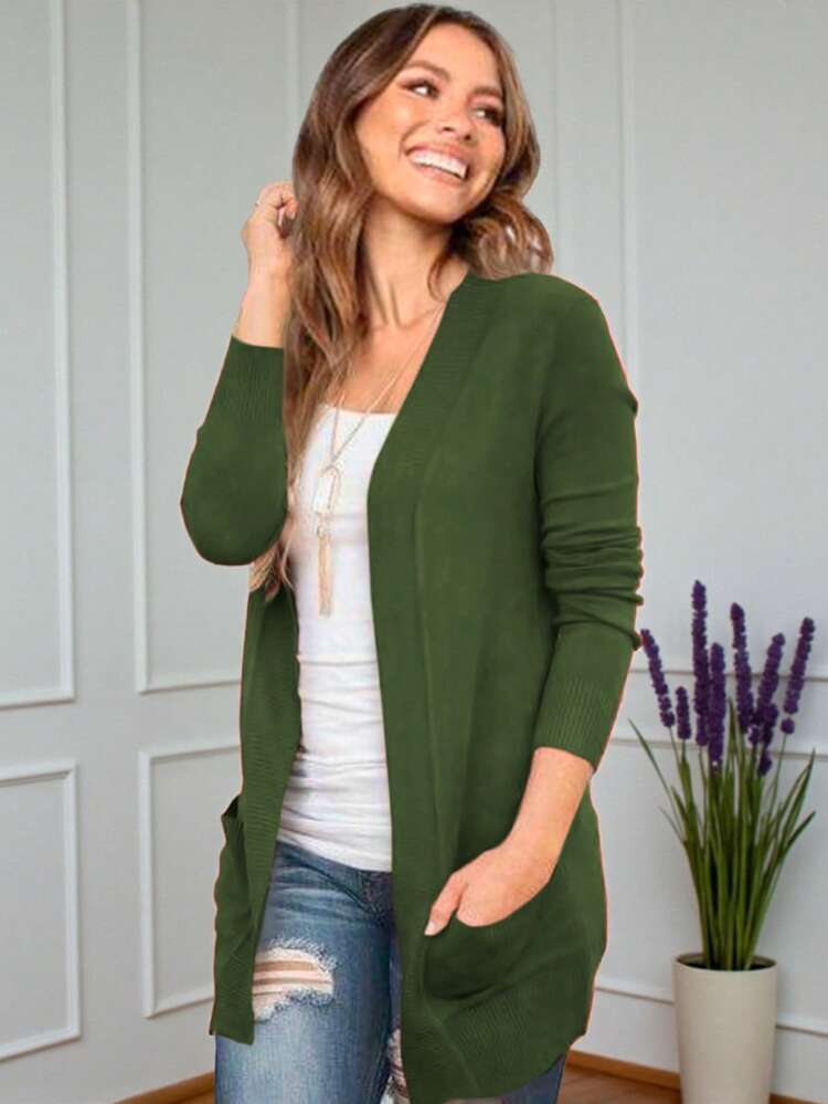 Suéter Cardigan Dama Comodo De Moda #SensaciónDelujo #EstiloRomanticoDeSanValentín - Verde militar - Añade 1