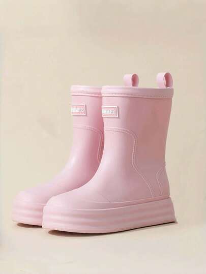 2025新款时尚亲子雨靴，女士中筒户外雨鞋，防滑防水抽绳水鞋，软底耐用高端橡胶雨靴