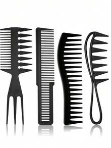 1/2/3/4pcs Wide Tooth Comb Double-Sided Hair Comb, Large Tooth Curling Comb, Hair Styling Tool, Hair Styling Accessory, Suitable For Women And Men, Curly Wet Wavy Hair Styling - Multicolor - View 1