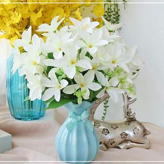 1pc Artificial Lily Flower, Fake Flower For Wedding Decor, Home Decoration, Living Room, Dining Table, Hotel, Photography Props