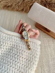 1 pieza Reloj de mujer de oro de estilo francés minimalista, delicado, lujoso y elegante, perfecto para regalo - Dorado - Ver 7