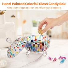 LOVEWE Vintage Decorative Glass Candy Dish (1-Pack) - Covered, Relief Pattern (Amber) | Holiday Chocolate/Dessert/Jewelry Storage Bowl - 1 - View 6