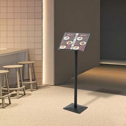 Information Sign Stand (19.09*13.78in) Black Menu Display Stand, Signpost, Wedding Poster Signs Stand, Menus Advertising Stand As Folder Or As A Display Stand
