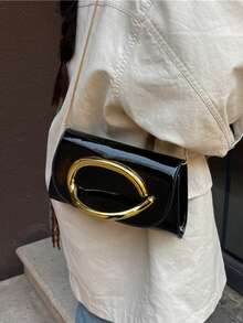 Tas Clutch Modis dan Serbaguna, Warna Kontras, Cocok untuk Perjalanan Sehari-hari dan Pesta Malam - Hitam - View 5