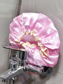 1pc/2pcs Women Shower Cap, Waterproof Thickened Double-Layer Bathing Cap, Suitable For Face Washing And Bathing, Anti-Oil Smoke And Dust, Universal Adult Shower Cap