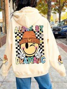 Felpa casual a maniche lunghe con colore unito per ragazze adolescenti, felpa oversize carina, adatta per primavera/autunno, ritorno a scuola, uso quotidiano, cerimonia di laurea, adatta per insegnanti - Albicocca - Visualizzare 8