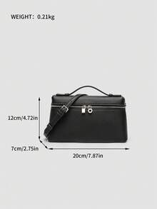 1 pieza Bolso de hombro cuadrado de unicolor con textura de grano de litchi en PU, bolso de mano pequeño para mujer, adecuado para combinar con la moda diaria, salidas, compras, fiestas, bolso de viaje elegante para mujer, regalo ideal para el Día de San Valentín, cómodo y de moda, bolso de estilo elegante, opción de regalo personalizada, accesorio 2025, estilo de moda adecuado para todas las ocasiones, sensación de lujo asequible, bolso de fiesta rebelde, perfectamente adecuado para fiestas, bodas, bailes, cenas/banquetes, bolso elegante para mujer - Negro - Ver 9