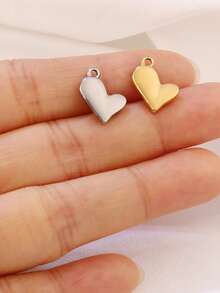 3 piezas de encantos de acero inoxidable con forma de corazón para hacer joyas DIY, hallazgos, aretes, pulseras, collares, decoración colgante - colgante - Ver 9