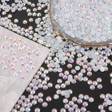 500pcs/1000pcs Resin DIY Jelly Crystal Flat Bottom Mini Round Shape Rhinestones, Suitable For Phone Case, Shoes, Clothes Decoration, Size 2mm/3mm/4mm/5mm/6mm - White - View 8