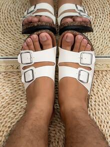 Fashionable Sandals With Soft Cork Soles, Comfortable Insoles, Slip-On Mule Style, Suitable For Summer Outdoor Beach Walking, Unisex Couples Shoes