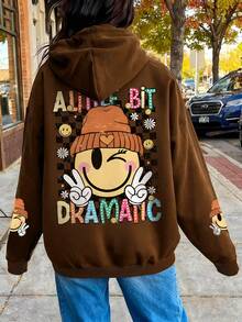 Teen Girl Casual Long Sleeve Solid Color Sweatshirt, Cute Loose Pullover, Suitable For Back To School, Autumn, Homewear, Graduation Ceremony, Female Teachers, Daily Wear - Coffee Brown - View 1