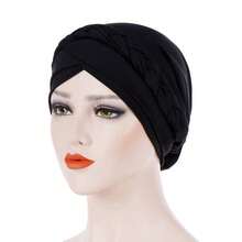 Cancer Chemo Beanies Bandana Headwrap Cap Satin Bonnet Head Scarf Hijab Braid Silky Turban Hats For Women,Black - Black - 查看 3