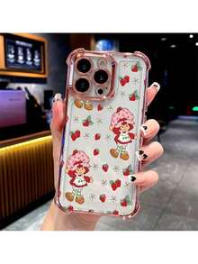 Funda de teléfono linda con arte de dibujos animados, compatible con 16, 15, 14, 13, 12, 11 Pro, X, XR, XS, 8, Plus, con un trasfondo suave y transparente para protección caídas.17  17promax - Rosa - Ver 3
