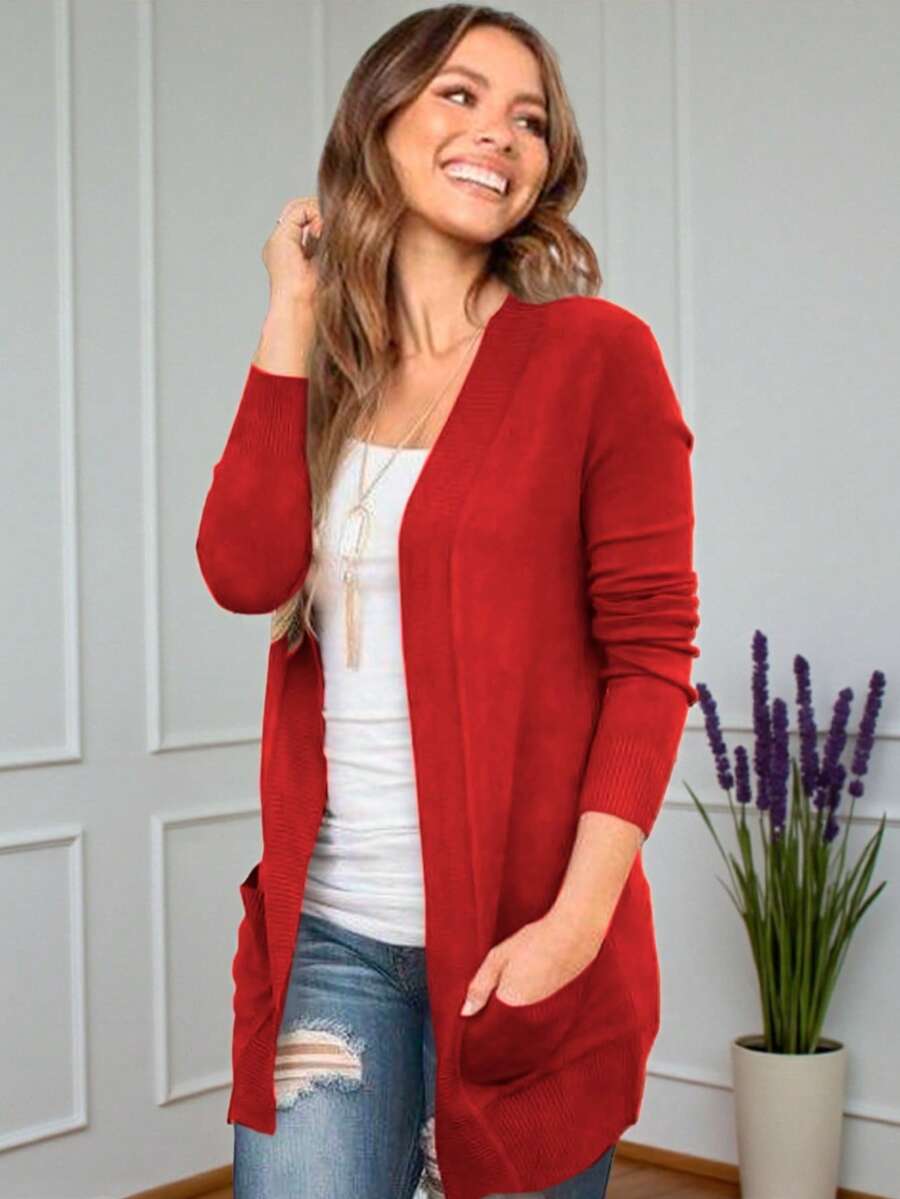Suéter Cardigan Dama Comodo De Moda #SensaciónDelujo #EstiloRomanticoDeSanValentín - Rojo - Ver 1