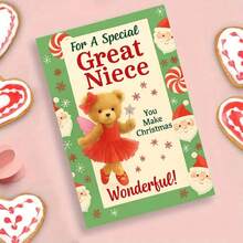 1 بطاقة تهنئة جذابة بشكل دب مع مغلف (11 سم * 16 سم) - تصميم "تمنيات عيد الميلاد لك"، مشهد احتفالي مع سانتا وقصبات السكر، مثالية للابنة وأحبائك، مناسبة لاحتفالات عيد الميلاد، بطاقة تهنئة عيد الميلاد|بطاقة دب عيد الميلاد|بطاقة ورقية للتهنئة - متعدد الألوان - مشاهدة 12