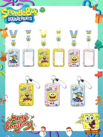 SpongeBob SquarePants 2/4/6pcs SpongeBob Card Holders, Suitable For Metro Card, Campus Card, Bus Card, Dining Card, Citizen Card, Access Card, Delivery Card, Work ID, Lanyard, Hard Case, Pass, Tag, Create The Best Party Atmosphere For Friends, Perfect Party Decoration, Home Decor, Room Decoration