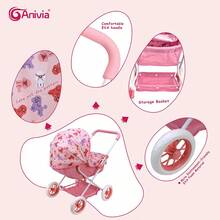 Anivia Brand Doll Stroller, Playhouse Toy, 1 Set Foldable Doll Stroller Toy Suitable For 11-18 Inch Dolls, Toy Stroller For Children 3 Years Old And Up. It Features Quiet Wheels And Comfortable Handle, Ideal Gift For Children's Festivals And Birthdays. - Pink - View 3