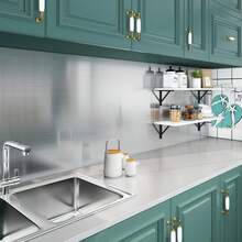 1 Rollo - Adhesivo de acero inoxidable cepillado plateado para armarios, fregaderos, ascensores y refrigeradores - Impermeable, decoración removible para renovación del hogar, puertas, renovación