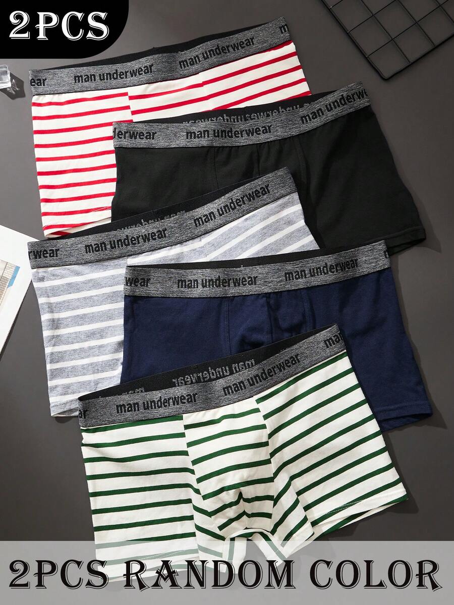 Bộ 2 quần boxer nam bằng cotton thoáng khí, kiểu dáng công sở và thường ngày, màu ngẫu nhiên. - Nhiều màu - Xem 1