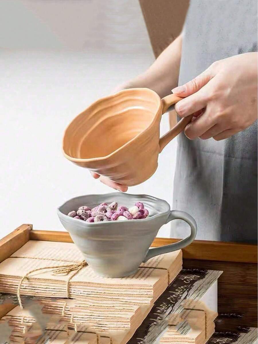 1 pieza Taza de café de cerámica práctica con textura - Multicolor - Vajilla duradera, perfecta para el café y el té diarios, esencial de cocina funcional y de