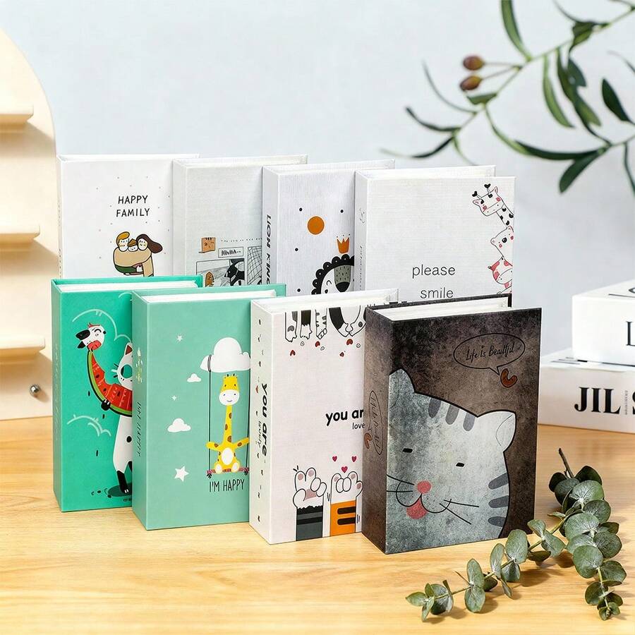 精美卡通纸质相册，可容纳100张6英寸照片，适合作为家庭纪念品和礼物 - 彩色 - 查看 1