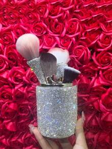 360° Rotating Makeup Brush Holder, Vanity Table Organizer, Cosmetics And Skincare Product Storage, 5-Compartment Makeup Brush Cup, Dressing Table Desktop Organizer, A Gift For Women And Girls (Sparkling Diamond Design).,Gifts For Women,Christmas Gifts,Gift Ideas For Women - Multicolor - View 9